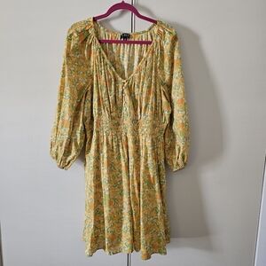 J. Crew Lemon Print Long Sleeve Cotton Mini Dress. NWOT. Size XL